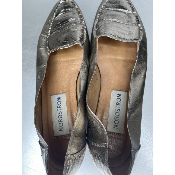 Nordstrom Women's Shoes Flats Gold Leather Metallic Size 10 - Picture 6 of 6